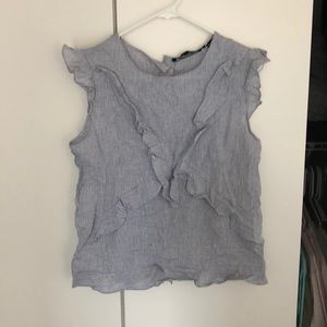 Blue and white Linen top